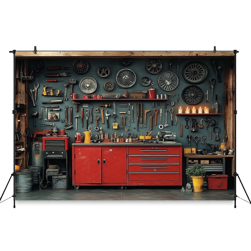 Mocsicka Red Classic Car Garag - đánh giá và giá Workshop Tools Background